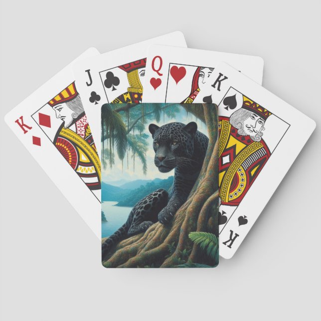 Beautiful Black Jaguar  Poker Cards (Back)