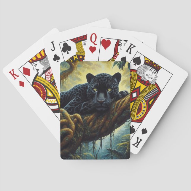 Beautiful Black Jaguar  Poker Cards (Back)