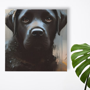 Beautiful Black Labrador Portrait Faux Canvas Print