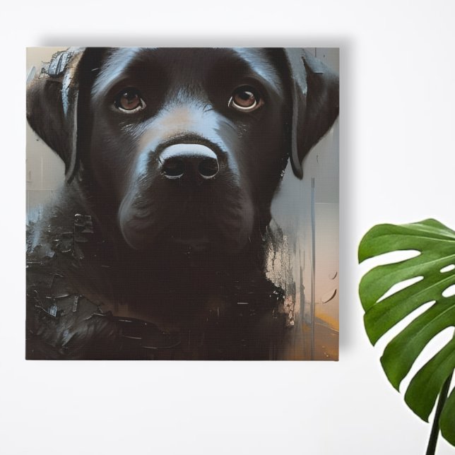 Beautiful Black Labrador Portrait Faux Canvas Print (Creator Uploaded)