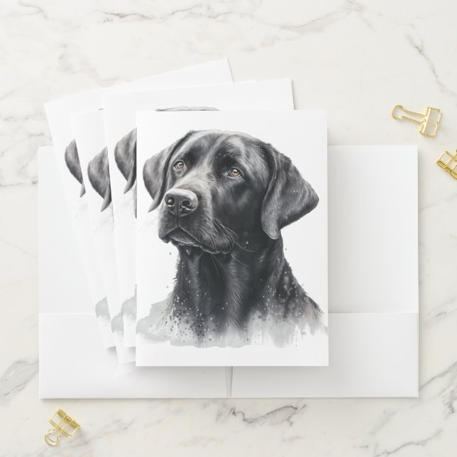 BEAUTIFUL BLACK LABRADOR RETRIEVER DOG POCKET FOLDER (In Situ)