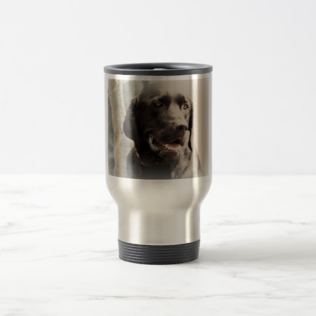 Beautiful Black Labrador Retriever Portrait Travel Mug (Center)