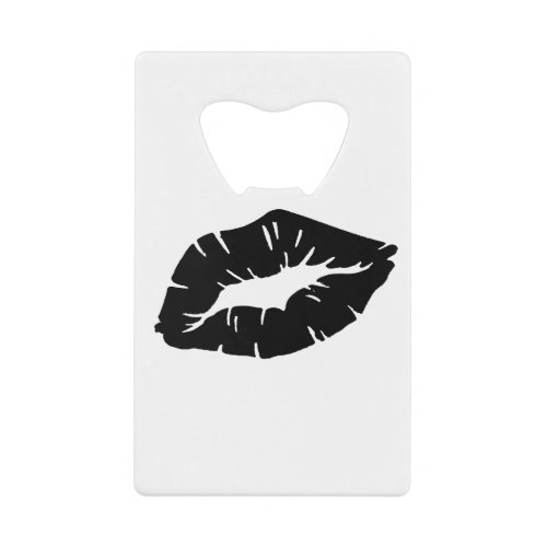 Beautiful Black Lipstick Kiss Isolated Credit Card Bottle Opener