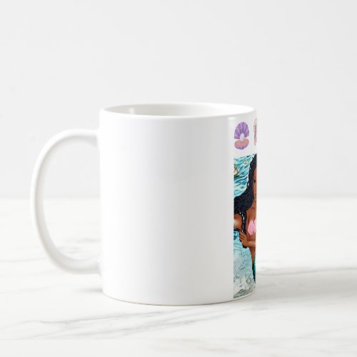 Beautiful black mermaid seashells African  Coffee Mug