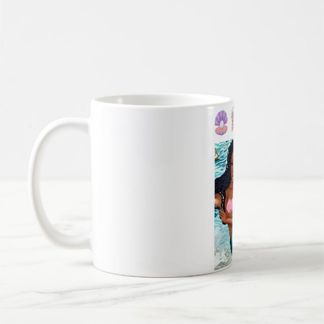 Beautiful black mermaid seashells African  Coffee Mug (Left)