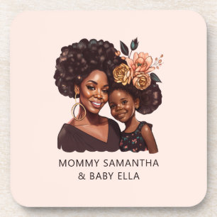 Beautiful Black Mom and Daughter (10) Beverage Coaster