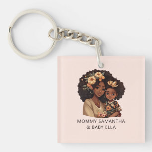 Beautiful Black Mom and Daughter (10) Keychain