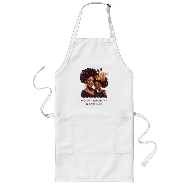Beautiful Black Mom and Daughter (10) Long Apron (Front)