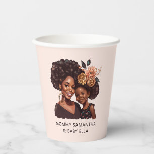 Beautiful Black Mom and Daughter (10) Paper Cups