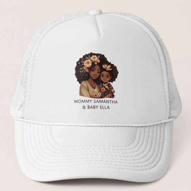Beautiful Black Mom and Daughter (10) Trucker Hat (Front)