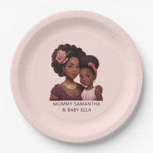 Beautiful Black Mom and Daughter (14) Paper Plates