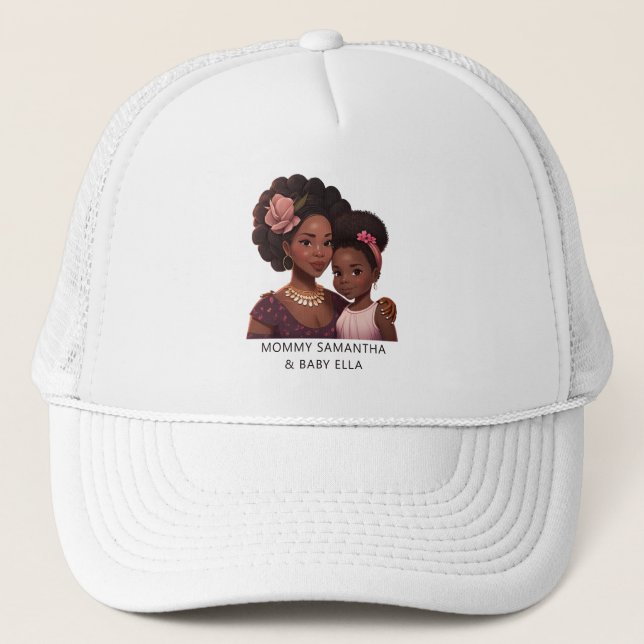 Beautiful Black Mom and Daughter (14) Trucker Hat (Front)