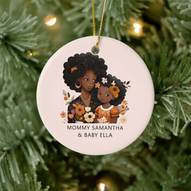 Beautiful Black Mom and Daughter (16) Ceramic Ornament (Tree)
