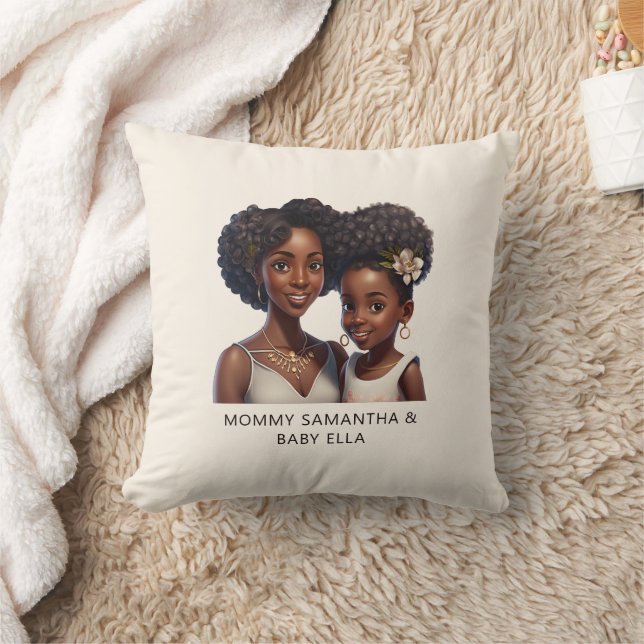 Beautiful Black Mom and Daughter (18) Throw Pillow (Blanket)