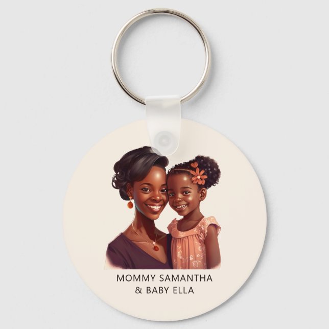 Beautiful Black Mom and Daughter (19) Keychain (Front)
