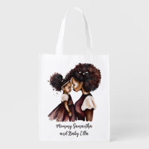 Beautiful Black Mom and Daughter (24) Grocery Bag