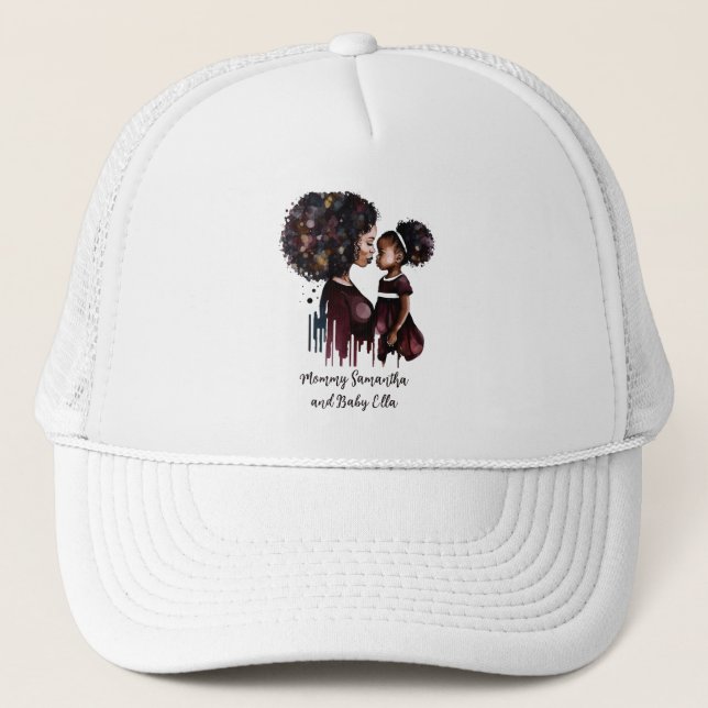 Beautiful Black Mom and Daughter (25) Trucker Hat (Front)