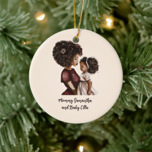 Beautiful Black Mom and Daughter (26) Ceramic Ornament