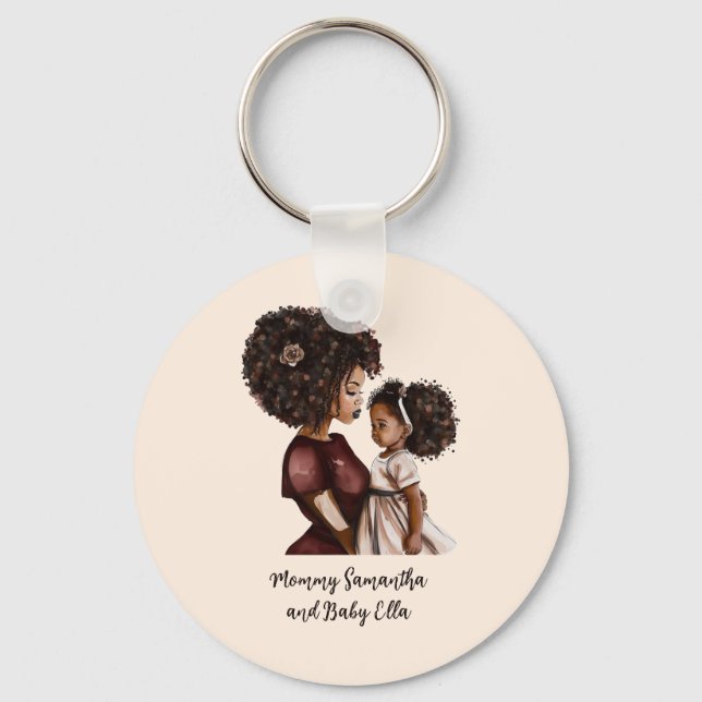 Beautiful Black Mom and Daughter (26) Keychain (Front)