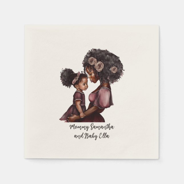 Beautiful Black Mom and Daughter (28) Napkins (Front)