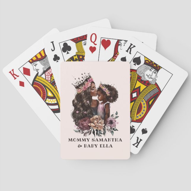 Beautiful Black Mom and Daughter (3) Poker Cards (Back)