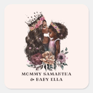 Beautiful Black Mom and Daughter (3) Square Sticker