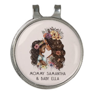 Beautiful Black Mom and Daughter (4) Golf Hat Clip