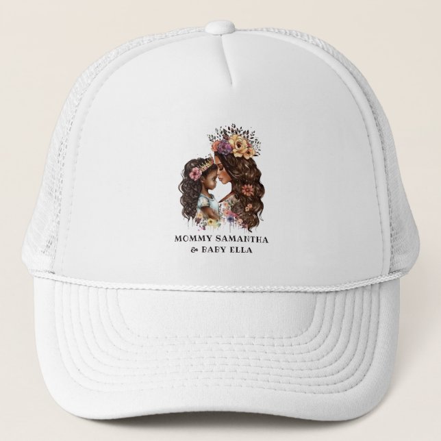 Beautiful Black Mom and Daughter (4) Trucker Hat (Front)