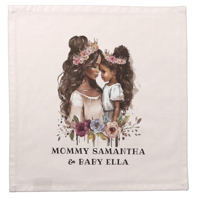 Beautiful Black Mom and Daughter (5) Cloth Napkin (Front)