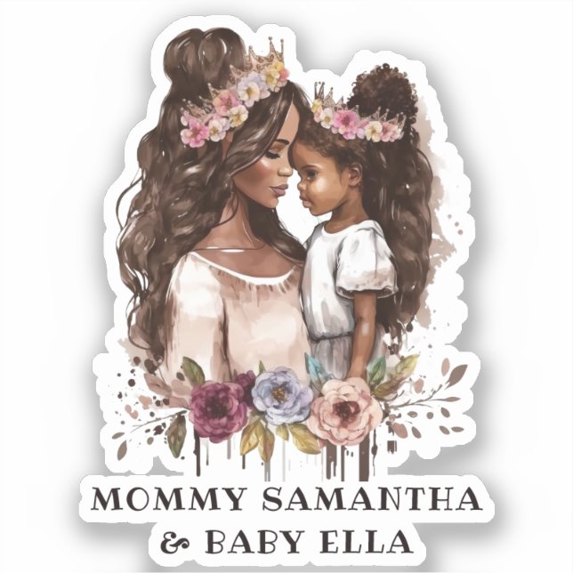 Beautiful Black Mom and Daughter (5) Sticker (Front)