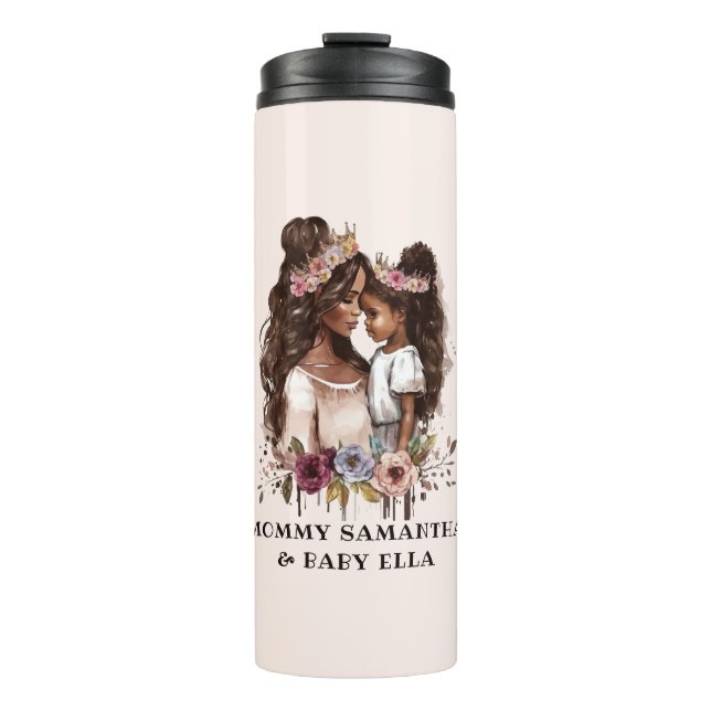 Beautiful Black Mom and Daughter (5) Thermal Tumbler (Front)