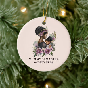 Beautiful Black Mom and Daughter (6) Ceramic Ornament