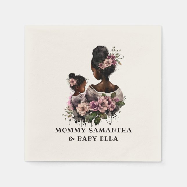 Beautiful Black Mom and Daughter (7) Napkins (Front)