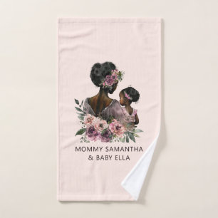 Beautiful Black Mom and Daughter (8) Bath Towel Set
