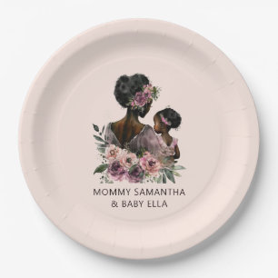 Beautiful Black Mom and Daughter (8) Paper Plates