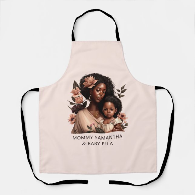 Beautiful Black Mom and Daughter (9) Apron (Front)