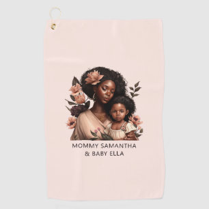 Beautiful Black Mom and Daughter (9) Golf Towel