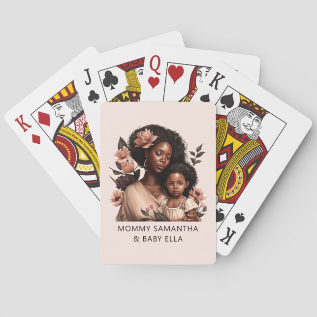 Beautiful Black Mom and Daughter (9) Poker Cards (Back)