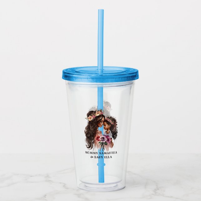 Beautiful Black Mom and Daughter Acrylic Tumbler (Front)