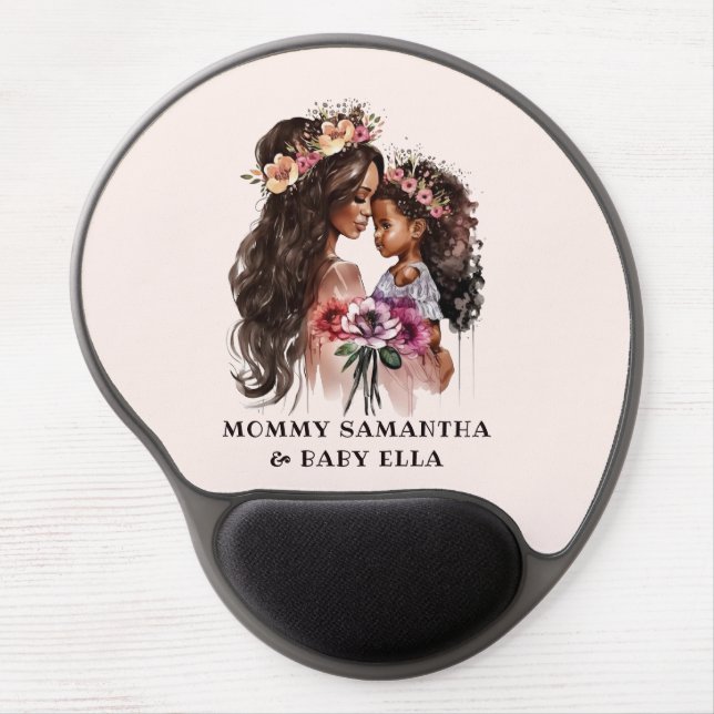 Beautiful Black Mom and Daughter Gel Mouse Pad (Front)