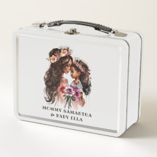 Beautiful Black Mom and Daughter Metal Lunch Box