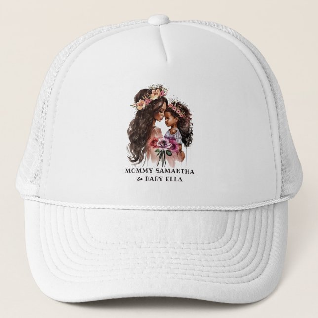 Beautiful Black Mom and Daughter Trucker Hat (Front)