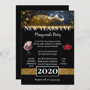 Beautiful Black New Years Eve Party Invitation