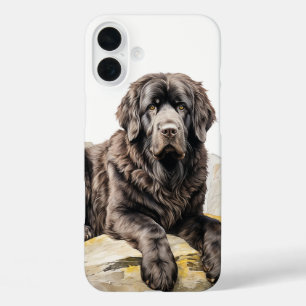BEAUTIFUL BLACK NEWFOUNDLAND DOG iPhone 16 PLUS CASE