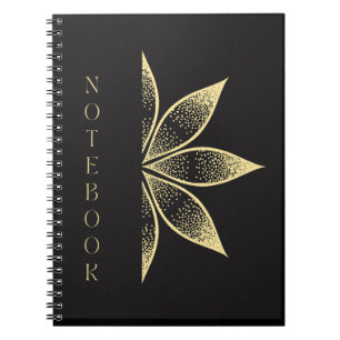 Beautiful Black Notebook with Cute Golden Design