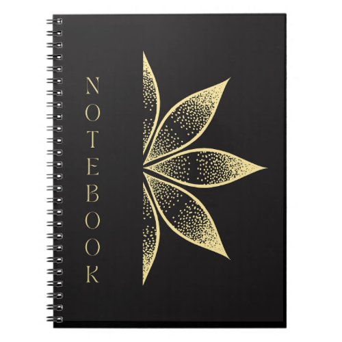 Beautiful Black Notebook with Cute Golden Design