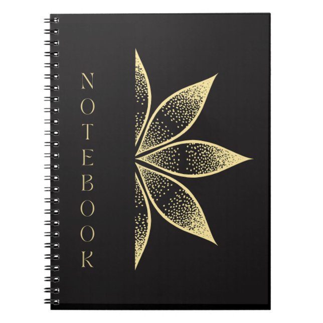 Beautiful Black Notebook with Cute Golden Design (Front)