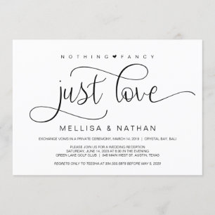 Beautiful Black Nothing Fancy Just Love, Elopement Invitation