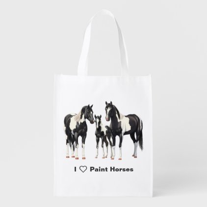 Beautiful Black Paint Horse Grocery Bag