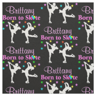 BEAUTIFUL BLACK PERSONALIZED ICE SKATING FABRIC